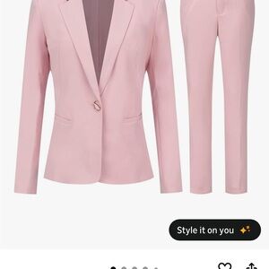 Women's Elegant Bubble Gum Pink Blazer and Trouser Formal Office Set